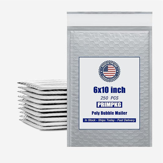 6in x 9in Bubble Mailer, Gray Poly Mailer, Padded Envelope, Shipping Envelope, Waterproof, Self-Sealing, For Small Business, Shipping, Mailing, Boutique Packaging(250PCS)