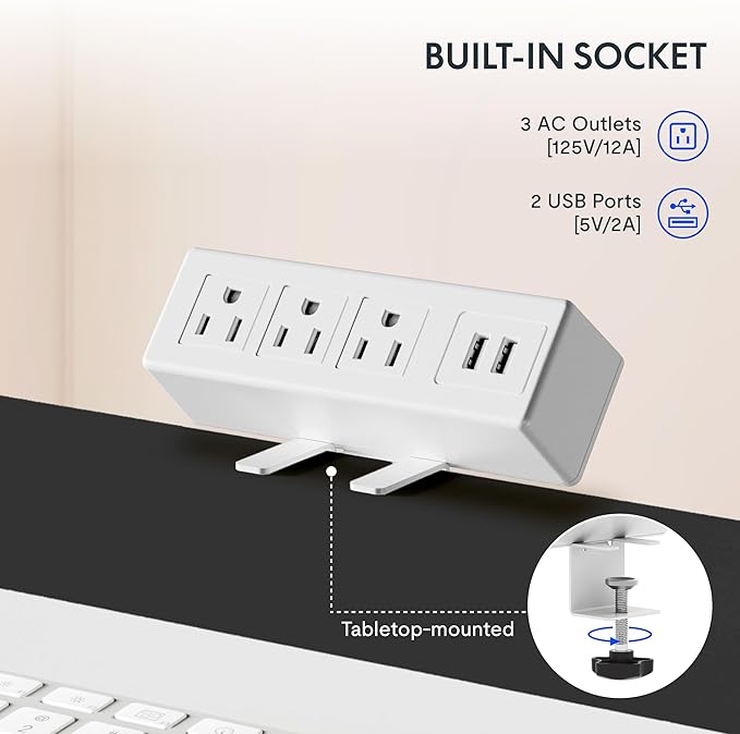 FLEXISPOT EN2 Whole-Piece Standing Desk with Clamp Power Strip, 40 x 24 Electric Stand Up Height Adjustable Desk with Cable Management (White Frame + 40" Black Desktop, 2 Packages)