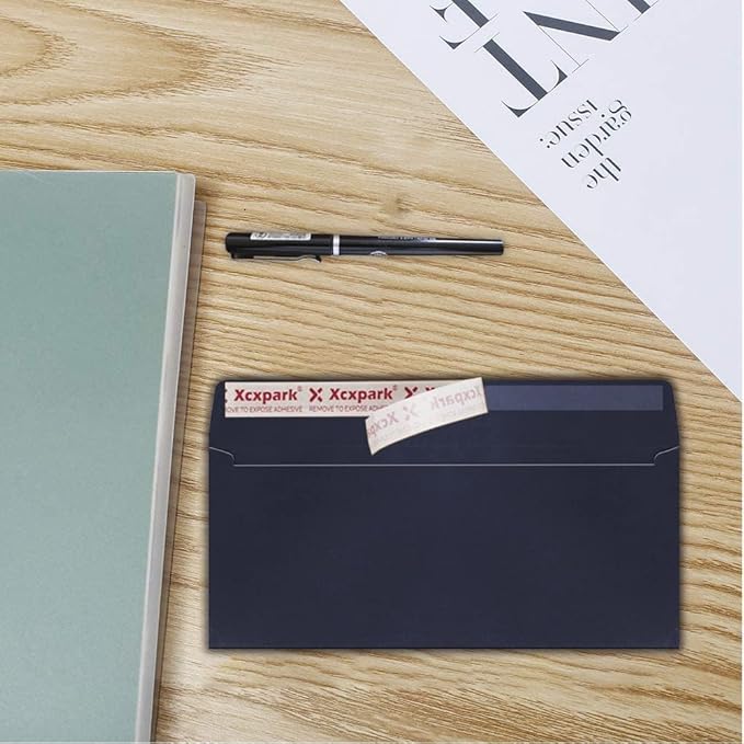 250 PCS #10 Black Self Seal Kraft 4-1/8 x 9-1/2 inches Security Envelopes, Windowless Invisible Envelopes Super Strong Quick Seal Envelopes Security Tint Pattern Secure