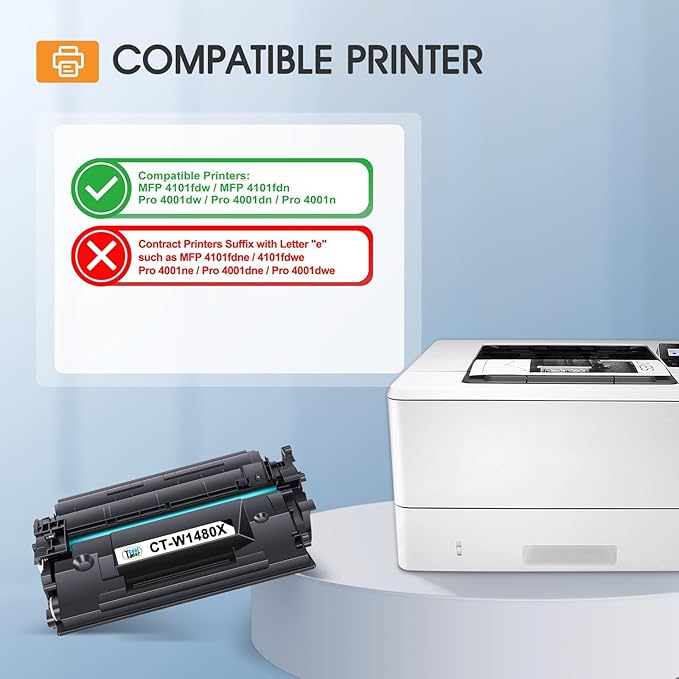 148X Toner Cartridge Black High Yield 4101fdw 148A Compatible Replacement for HP 148X 148A W1480A W1480X for HP Laserjet Pro MFP 4101fdw 4101fdn Pro 4001dw 4001dn 4001n Printer Ink (2 Pack with Chip)