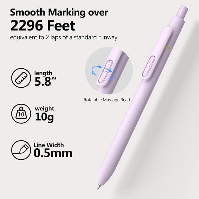 inkipen- 8 Pack Pens, Gel pens Black Ink, Fine Point(0.5mm),Quick-Drying Smooth Writing,School and Office Supplies