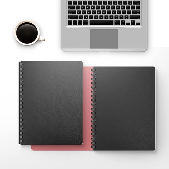 Binditek 50 Pack 16 Mil Leather-Textured Heavyduty Polycovers, Oversize Plastic Binding Presentation Backs, with 2 Round Corners, 8-3/4 x 11-1/4", Black, Office School Supplies