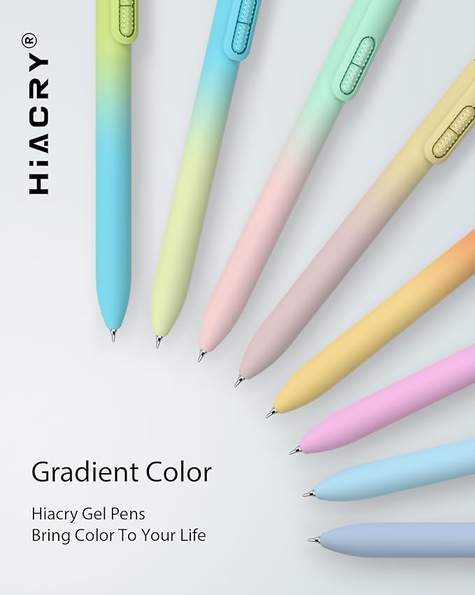 8pc Gel Pens, 0.7mm Black Ink, Medium Tip - Fast-Dry, No Bleed, Gradient Colors for Office & School