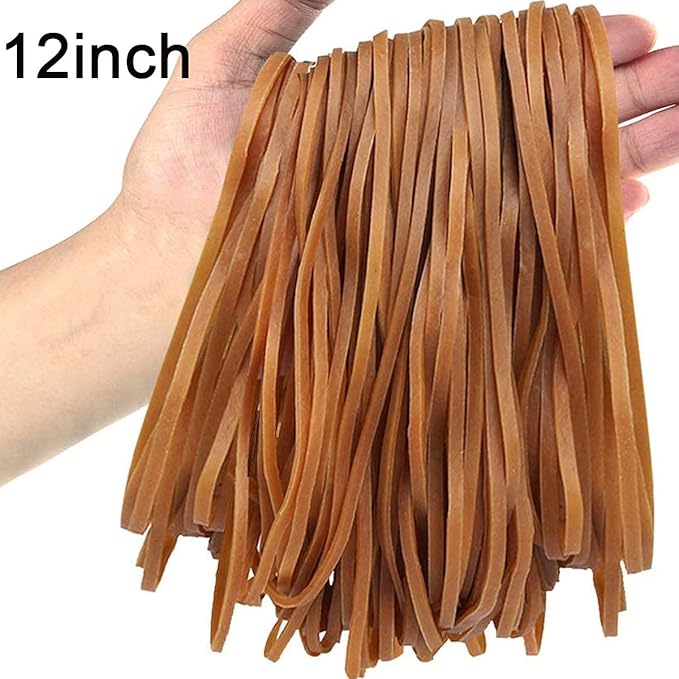 AMUU Rubber Bands Large Flat Fold Length 12inch 30 Pieces Fits 8-33 Gallon Trash Cans Heavy Duty Elastic Rubber Bands for File Folders Office Home Supplies