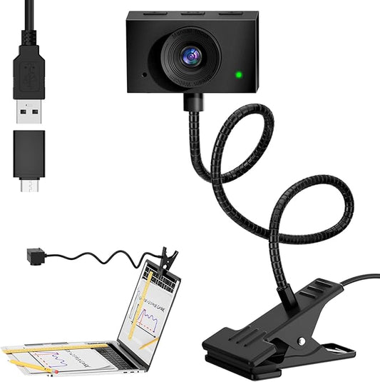 Eye Contact Web Camera for Desktop Computer – 1080P USB Camera with Microphone & Stand, Center Cam for Laptop or Desktop, Manual Focus, Plug & Play for macOS & Windows（Black）