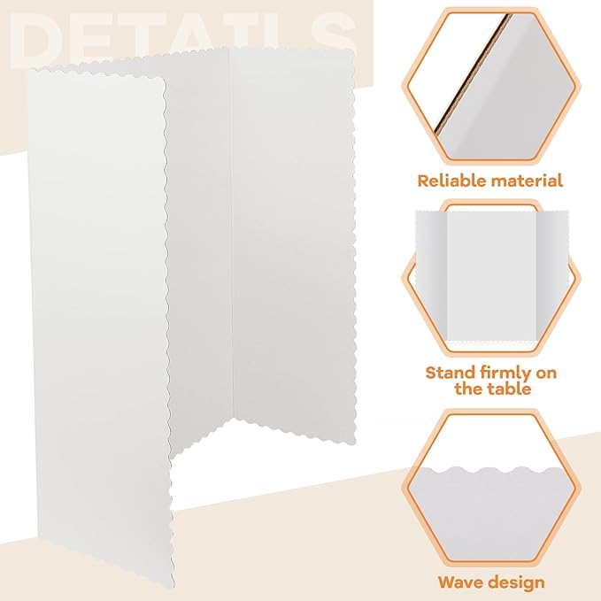 Ctosree 36 Pcs Tri Fold Display Board,36" x 48" Portable Lightweight Foldable Presentation Poster Board for Office Projects Exhibitions Workshops, White