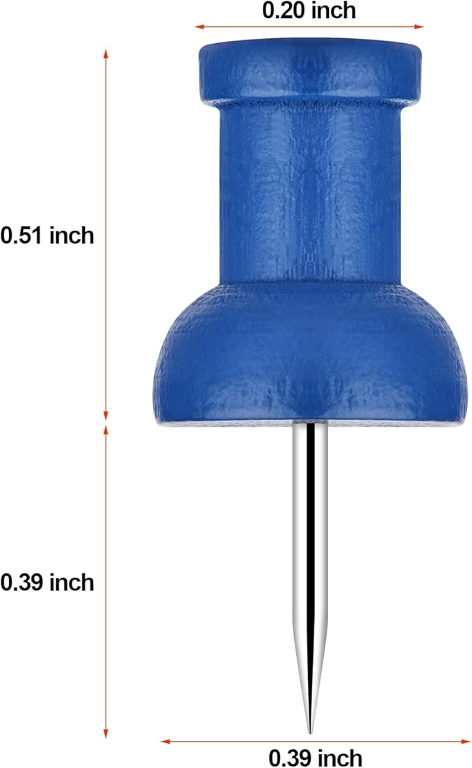 40Pcs Wood Push Pins, Decorative Thumb Tacks, Wooden Pins and Tacks, Cork Board Thumbtacks, Cute Thumbtack for Wall and Bulletin Board, Map Pins