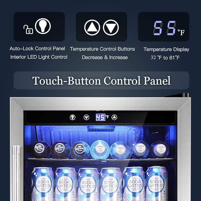 Antarctic Star Beverage Refrigerator Cooler - 145 Can Mini Fridge Glass Door for Soda Beer or Wine, Clear Front Door for Home Office or Bar, 4.4Cu.Ft