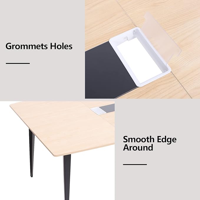 Loomie 8FT Conference Table, 94.49" L x 47.24" W x 29.53" H Meeting Seminar Table with Grommet, Large Boat Shaped Computer Desk, Boardroom Desk for Office Meeting Conference Room