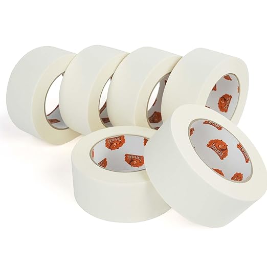 Eco-Friendly Kraft Paper Tape 2Inch x 55Yard, White Paper Packing Tape, Biodegradable Recyclable Packaging Tape Self Adhesive Box Tape for Shipping, Sealing, Moving, 6Rolls