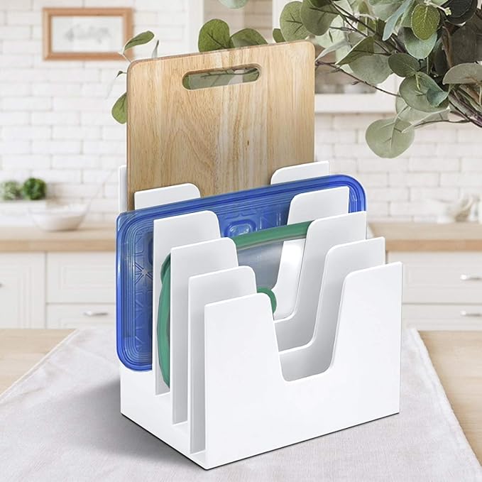 Acrimet 5 Section Incline File Sorter Organizer, Mail, Folder, Letter Desk Organizer, Rack for Office Organization Desktop (Plastic) (White Color)