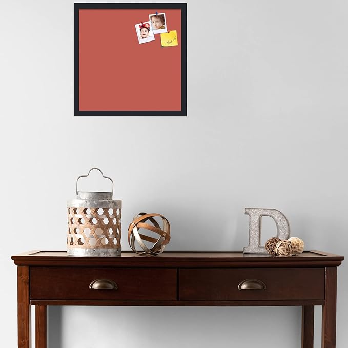 PinPix 18x18 Inch Cork Bulletin Board. This Decorative Framed Pin Board Comes with Crimson Pastel Design and a Satin Black Frame. Ideal for Home Office Decor or Message Board (PinPix-1807)