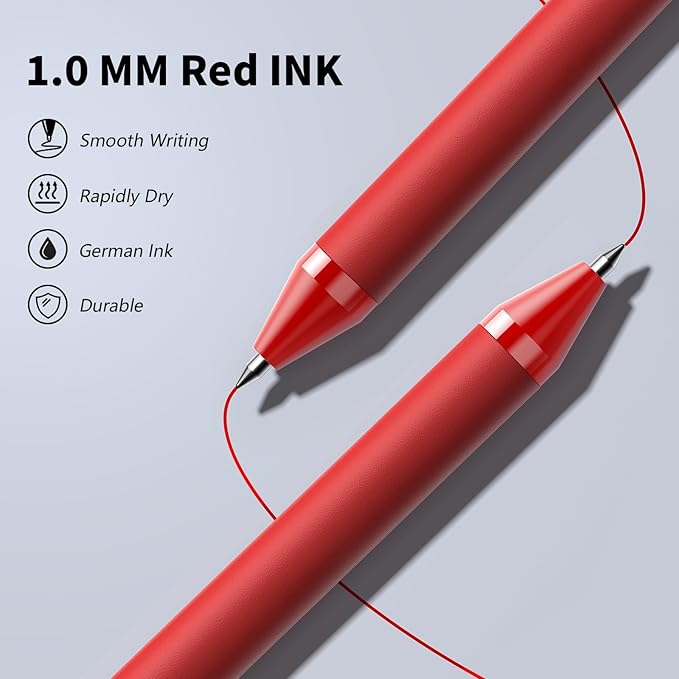 108 Pack Red Pens - Bulk Pens 1.0mm Medium Point Ballpoint Pens Smooth Writing No Bleed Retractable Red Ink Pen