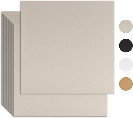 25 Pcs Book Board, Binder Board, Cover Board, Heavy Duty Chipboard for Book Binding, DIY Cardboard (Gray, 12 x 12 Inch 100PT)