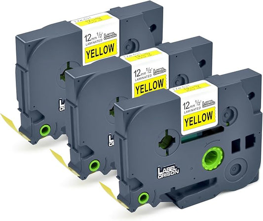 Label Orison 3PK TZe-631 Label Tapes Compatible with Brother P-Touch Laminated TZ631 TZo631 use for PT-H110 PT-D210 PT-D400 PT-D600 Black on Yellow 0.47 Inch x 26.2 ft (12mm x 8m)