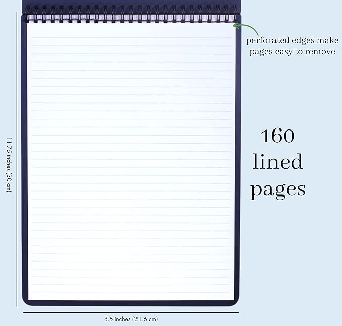 kate spade new york Large College Ruled Notebook, Top Spiral Notebook with 160 Pages, 11.75" x 8.5" Writing Pad, Bookshelf