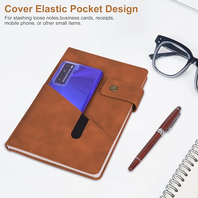 A5 Lined Leather Journal Notebook,Hardcover Journal Set with Pen and Gift Box,100Pages 100gsm Thick Ruled Paper Daily Diary for Men Women School,Travel,Business,Work,Writing 5.9" X 8.4"