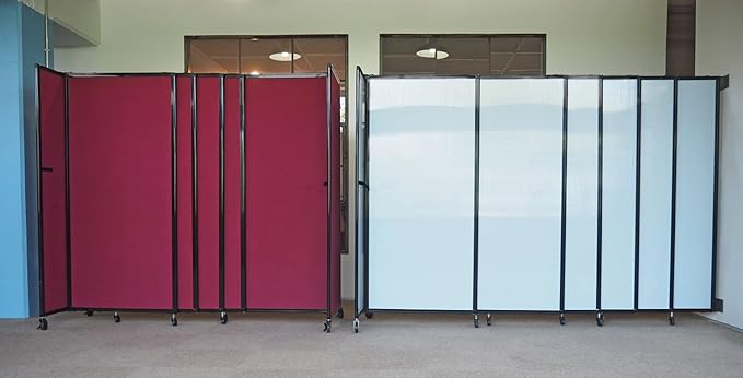 Wall-Mounted Sliding StraightWall Room Divider | Adjustable Widths | Locking Wheels | Room Separator | Up to 19'9" Wide x 6'10" Tall Charcoal Gray Fabric Panels