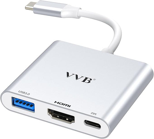 USB C to HDMI Adapter,USB-C Adapter Hub with 4K HDMI,USB3.0,Type C PD Charge Port 4K Multiport Digital AV Converter for iPad Pro/air,MacBook Pro/air,Tablet,Switch and More USBC Device