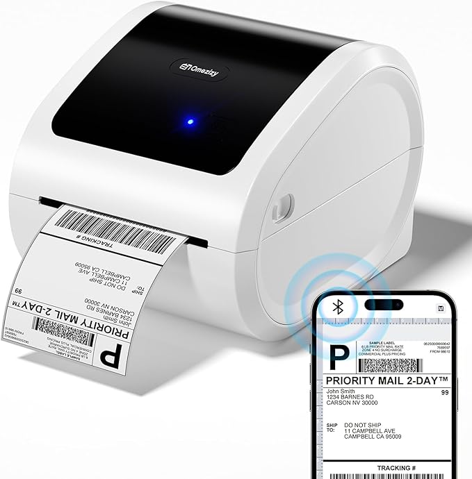 Bluetooth Shipping Label Printer 4x6 - D520BT Bluetooth Thermal Label Printer for Small Business， Shipping Packages, Compatible with USPS, Shopify, Amazon