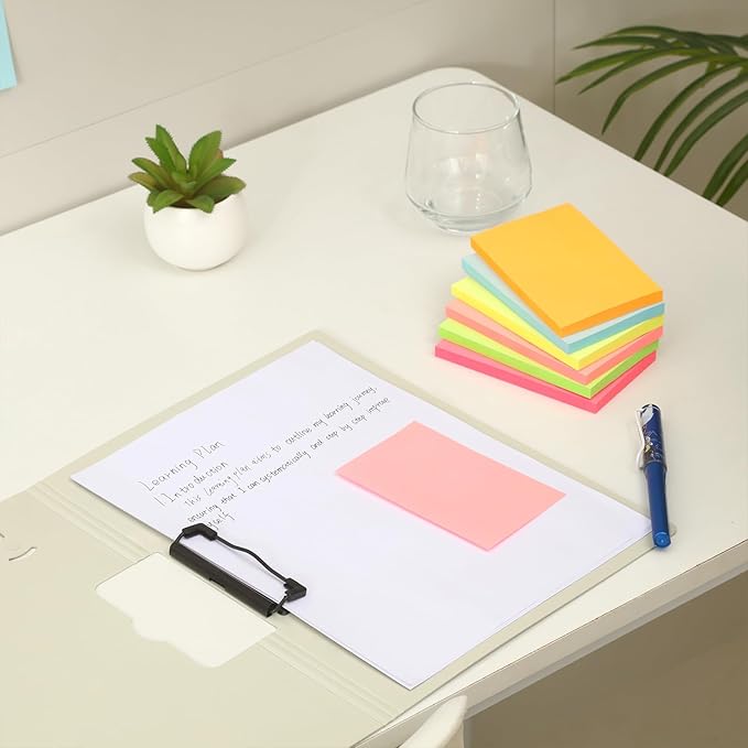 480 Sheets 3 in x 5 in Large Sticky Notes, 76 x 127 mm 6 Pads Assorted Self-Stick Pads for Notebook,Office,School and Home,80 Sheets/Pad (6 Pads Brillant)