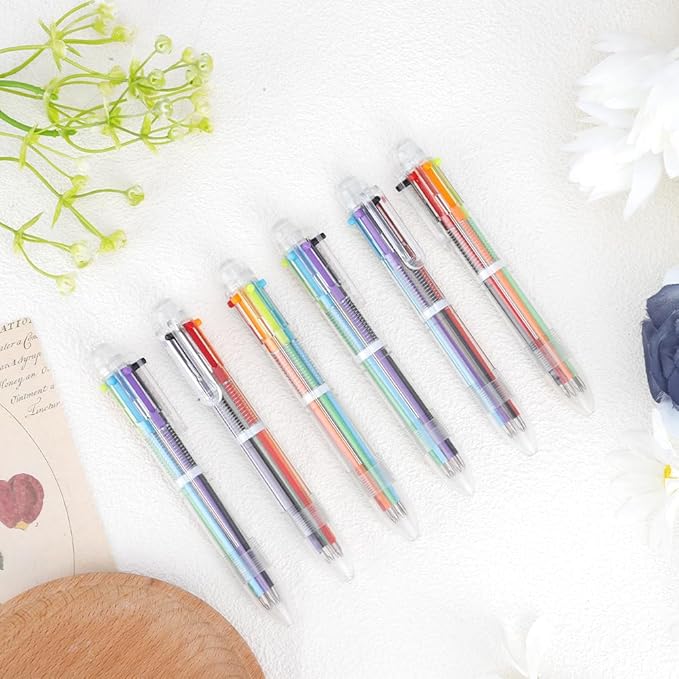 Back to School Supplies 24 PCS Ballpoint Pens Bulk 6-in-1 Colored Pens Ballpoint Party Favors Office Supplies Multicolor Pen Back to School Gifts for Kid Students Son Daughter Classroom Birthday