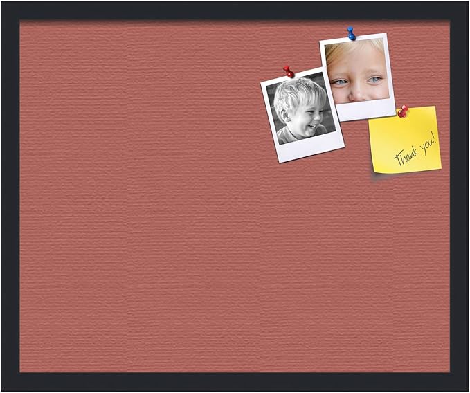 PinPix 22x18 Inch Cork Bulletin Board. This Decorative Framed Pin Board Comes with Crimson Pastel Design and a Satin Black Frame. Ideal for Home Office Decor or Message Board (PinPix-1807)