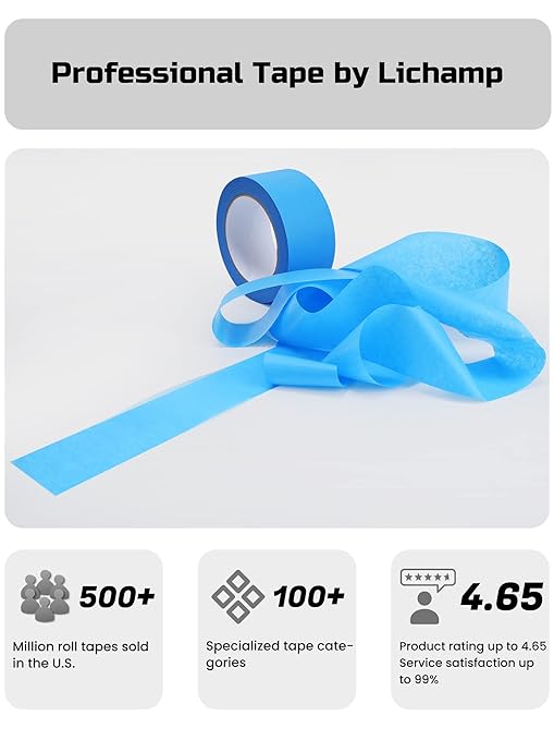 Lichamp Blue Painters Tape, 1 Pack 1.9 inch by 55 Yards Paper Tape, Blue Tapes for Crafts Arts