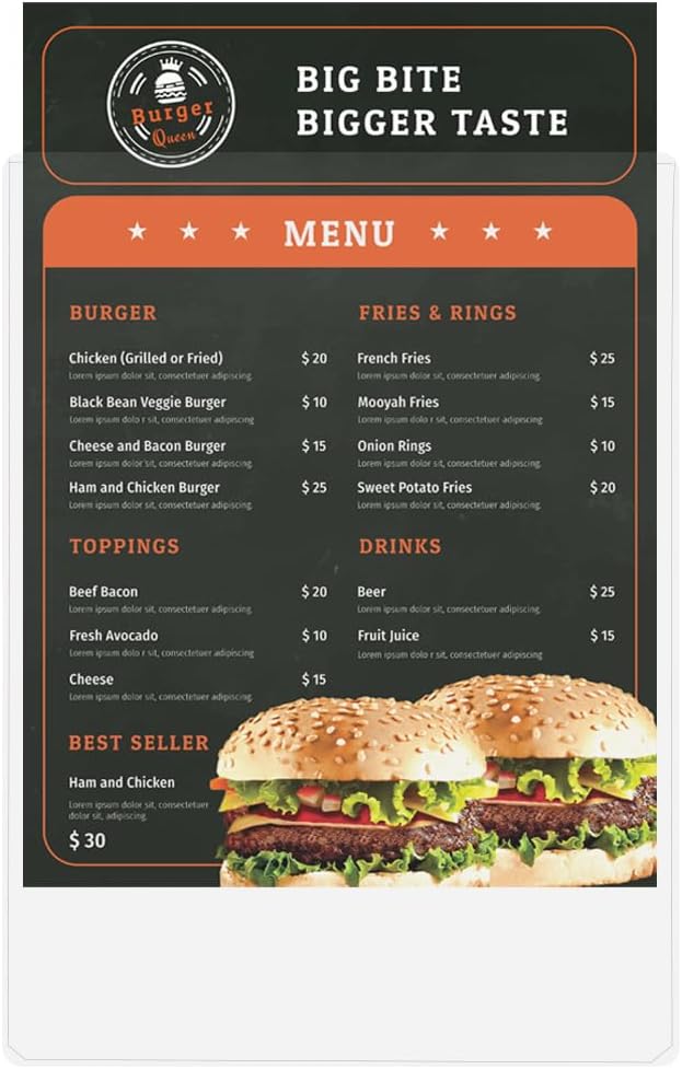 STORE SMART - Rigid Plastic Menu - 8.5" x 14" - 25-Pack - HPP812X14-MENU-25