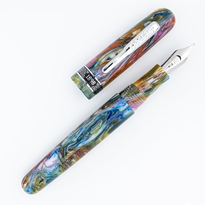 Conklin 1898 Fountain Pen, Misto Green - 14KT Gold Fine Nib | Luxury Writing Instrument with Unique Resin Blend | 14KT Gold Nib Made in Germany | Ideal for Pen Enthusiasts