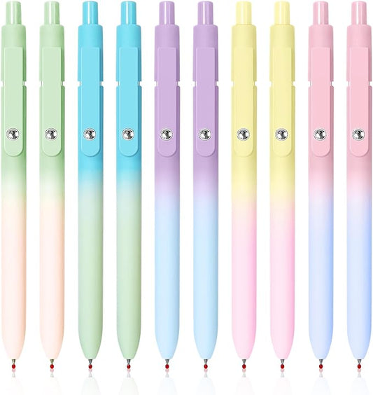 Gel Pens, 10 Pcs Medium Point Smooth Writing Pens Cute Pens for Women, High-End Series 0.7mm Black Ink Pens for Journaling Note Taking, School Office Supplies (10 Pcs Gradient)