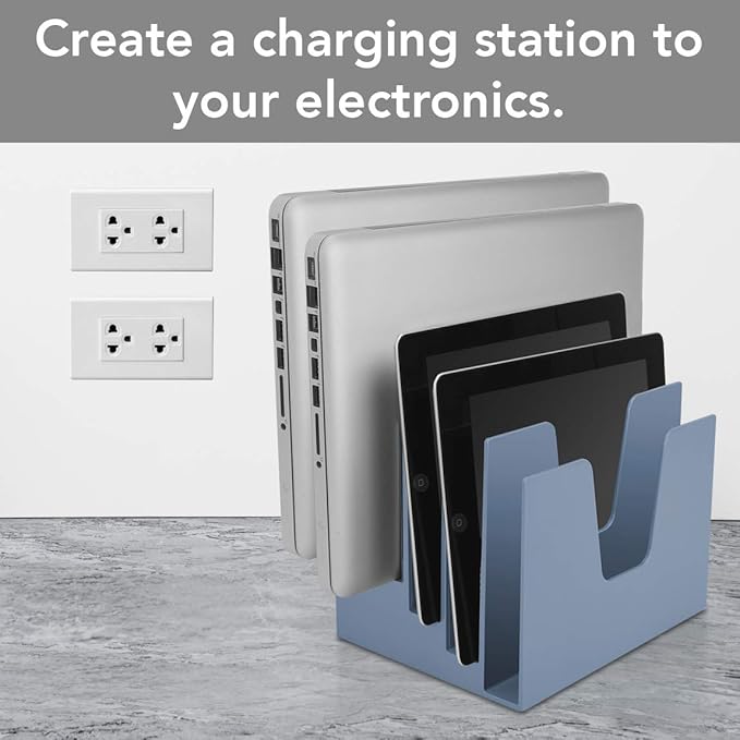 Acrimet 5 Section Incline File Sorter Organizer, Mail, Folder, Letter Desk Organizer, Rack for Office Organization Desktop (Plastic) (Solid Blue Color)