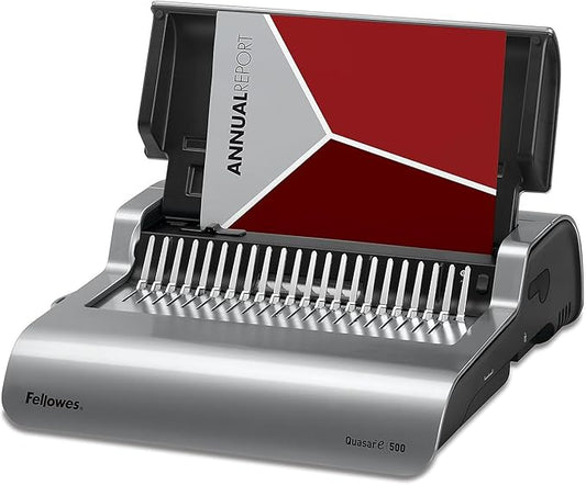 Fellowes 5216901 Quasar 500 Electric Comb Binding System, 16 7/8 x 15 3/8 x 5 1/8, Metallic Gray