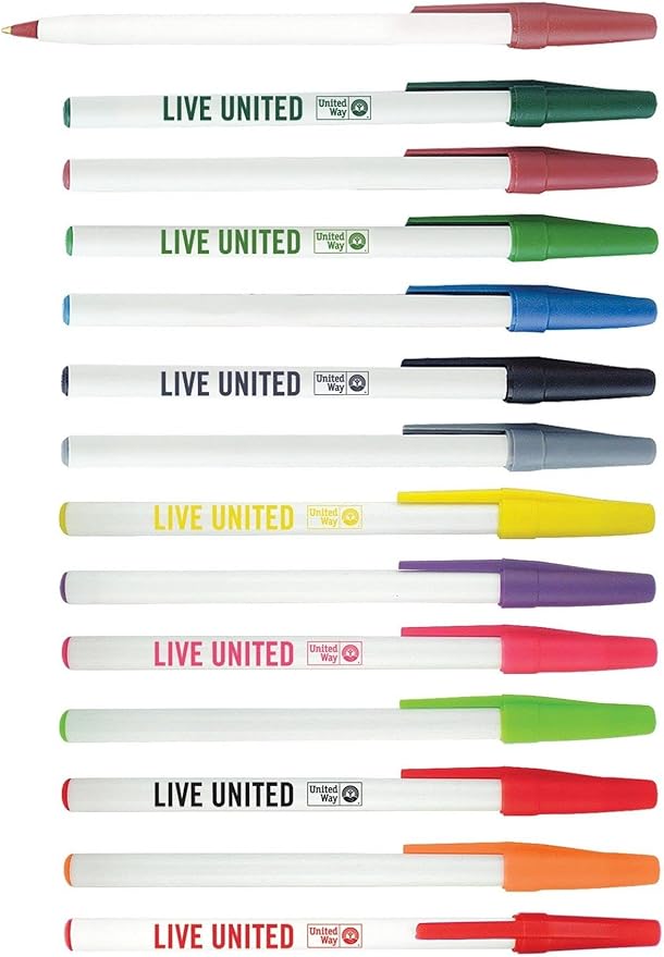 Personalized Stick Pens With your Custom Logo or Text-500 Pack Bulk-for Businesses, Parties, and Events, Custom Printed Slim Ballpoint Pens with Cap, Red, Black Ink