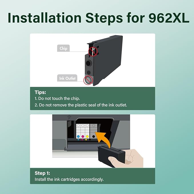 962XL 962 9015e Ink Cartridges Combo Pack: Replacement for HP 9018e Ink 962XL Black and 962 Color 962XL/962 OfficeJet Pro 9025e 9010 9015 9018 9020 9025 9010e 9012e 9020e Printer 4 Pack
