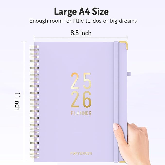 Jul 2025 - Dec 2026 Planner, Forvencer Academic Planner 2025-2026, 18 Month Daily Planner, 8.5" x 11", Weekly & Monthly Agenda Book, Hardcover Calendar Book, School Supplies for Student Teacher, Marble