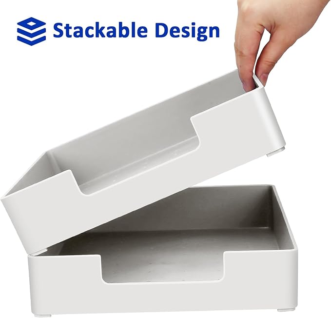 Letter Tray Letter Organize,2Pack Paper Tray,Stackable Desk Drawer Organizer for Office Supplies, Magazines, Folders, File,Notebooks, Stationery, Plastic Desk Tray for Desktop, for Home,Office, School