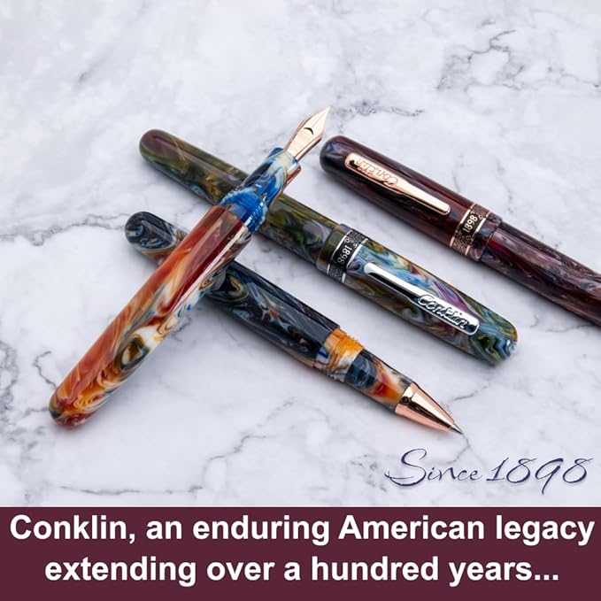 Conklin 1898 Fountain Pen, Misto Purple - Broad Nib | Unique Resin Blend Design | JoWo Stainless Steel Nib Made in Germany | Ideal Gift for Pen Lovers