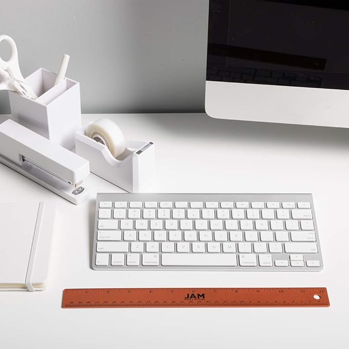 JAM PAPER Strong Aluminum Ruler - 12 Inch - Metal Ruler with Non-Skid Cork Backing - Orange Metallic - Sold Individually