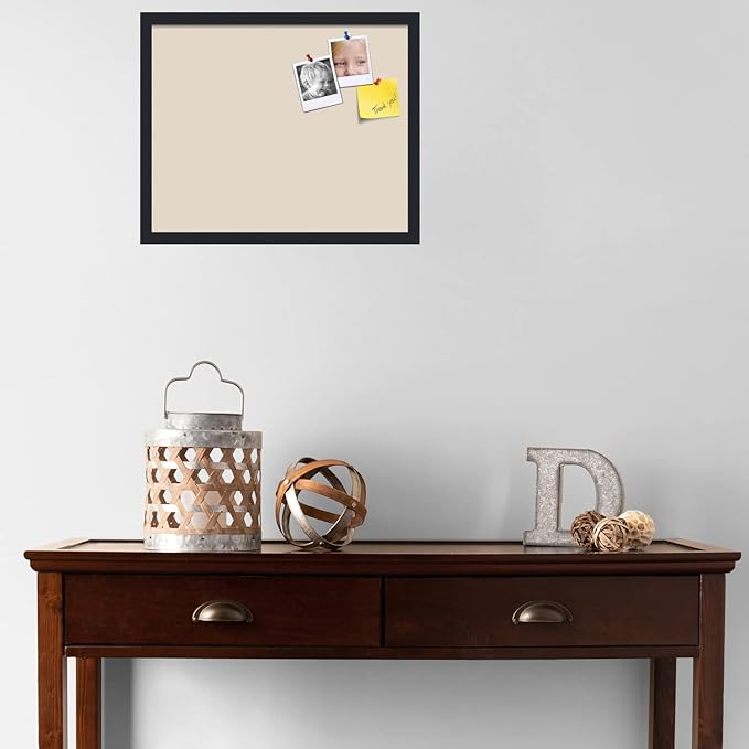 PinPix 21x17 Inch Cork Bulletin Board. This Decorative Framed Pin Board Comes with Desert Pastel Design and a Satin Black Frame. Ideal for Home Office Decor or Message Board (PinPix-1815)