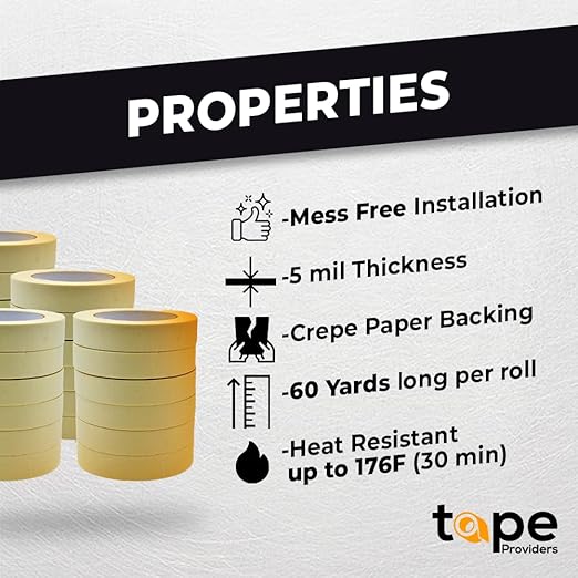 WOD MT5 Utility Grade Masking Tape, 3 inch x 60 yds. for Home or Office air-Dry Painting, Labeling, & Packing. Leaves no Residue