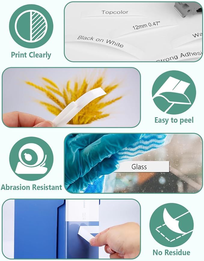 3-Pack 12mm 0.47" Black on White Label Maker Tape Compatible for Brother PTouch Tape 12mm 0.47 White Tze-231 Tz231 Tze Tz 12mm 1/2" Laminated for PT-D210 PT-D202 PT-D220 PTD410 PTD600 PTD400