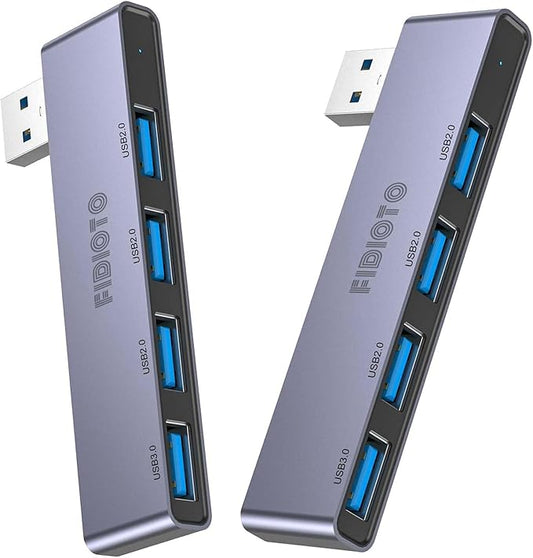 USB Hub 2Pack Right Model, Fidioto 4-Port USB Hub(1 * 3.0 Port, 3 * 2.0 Port) USB Splitter USB Expander for Laptop, Xbox, Flash Drive, HDD, Console, Printer, Camera,Keyborad, Mouse