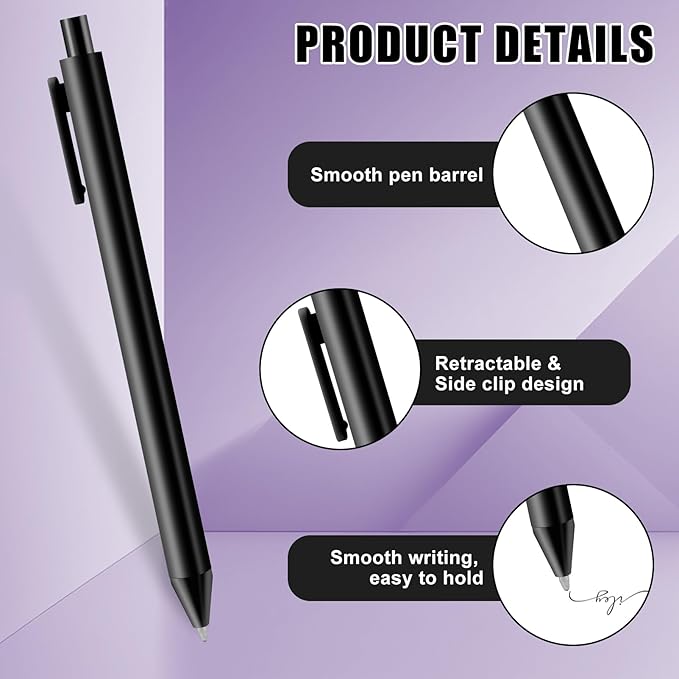 100 Pack Ballpoint Pens,Black Ink Retractable Ballpoint Pens,Comfortable Grip,Smooth Writing Pen,Medium Point 1.0mm Click Pen for Office, Home(Black)