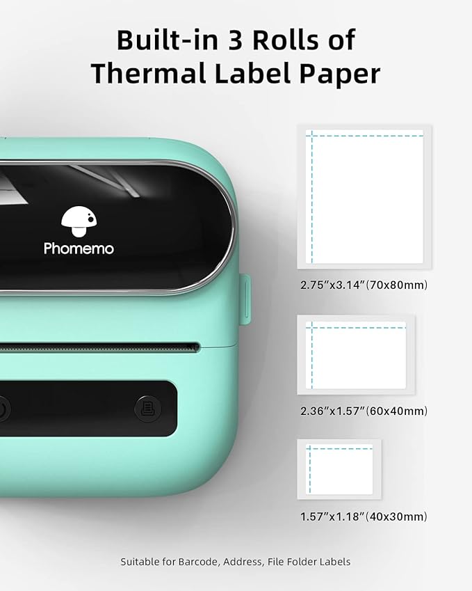 Phomemo M220 Label Maker, 3 Inch Bluetooth Thermal Label Printer for Barcode, Address, Labeling, Mailing, File Folder Label, Label Maker Machine with 3 Rolls of Labels