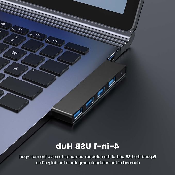 USB Hub, Fidioto 4 Port USB Adapter(1 * 3.0 Hub, 3 * 2.0 Hub), Networking Hub for Laptop, iMac Pro, MacBook Air, Mac Mini/Pro, Surface Pro, Notebook PC, USB Flash Drives and Mobile HDD Etc.