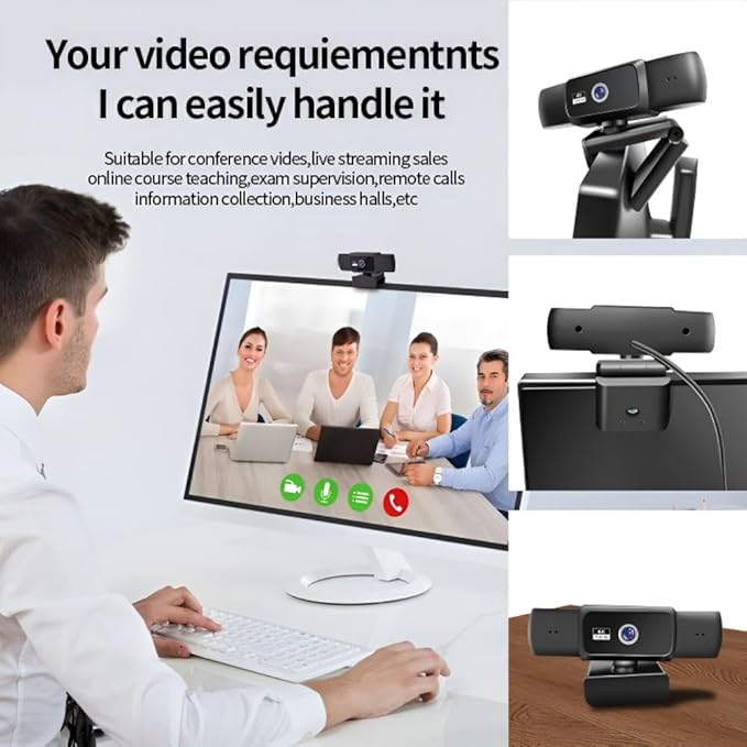 Hprosper 2K/5M Webcam with PC/Laptop/Mac, Computer Camera with Low-Light Correction/Beauty, AI Noise-Canceling Microphone, Adjustable Field of View, Built-in Privacy Shutter, Ideal for Meetings
