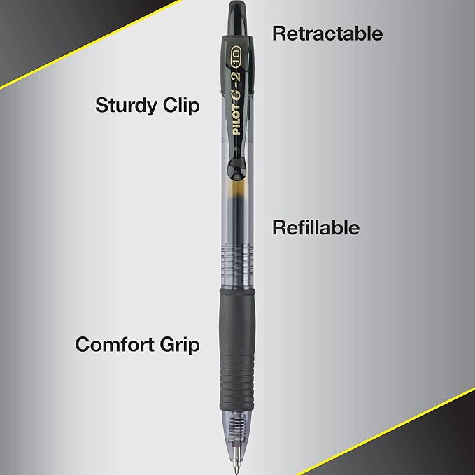 Pilot G2 Premium Gel Pens, Black Pens, Bold Point 1 mm, Tub of 48, Black