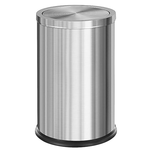 Brushed Gold Bathroom Trash Can with Swing Lid 4.7Gallon,Stainess Steel Garbage Can Trash Bin Wastebaskets for Kitchen,Office,Bedroom (Silver, 4.7 Gallon)