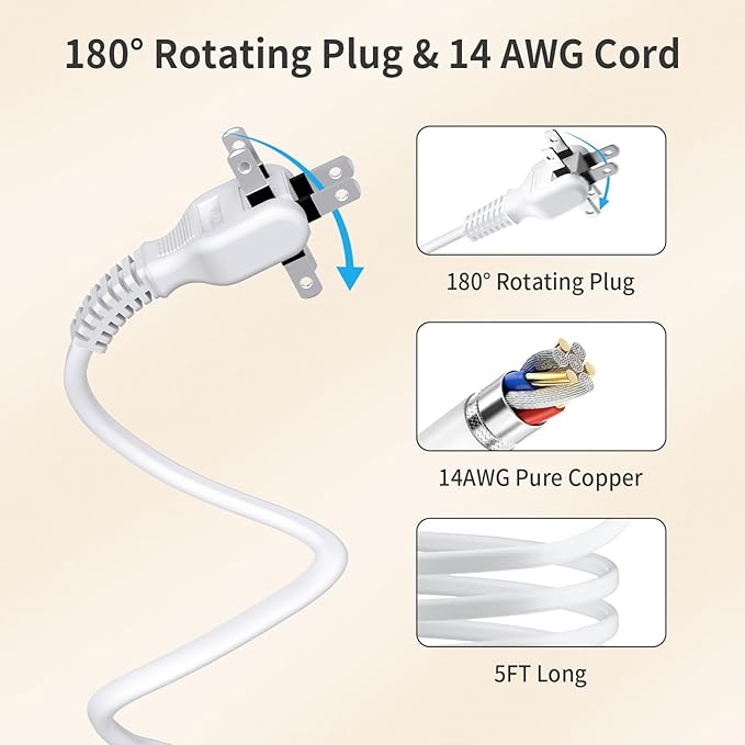 NTONPOWER 2 Prong Extension Cord 25 FT, 1080 Joules Surge Protector Power Strip with 6 Outlets 4 USB Ports(2 USB C), 1875W Three Prong to Two Prong Adapter, Rotating Flat Plug, Ideal for Old House